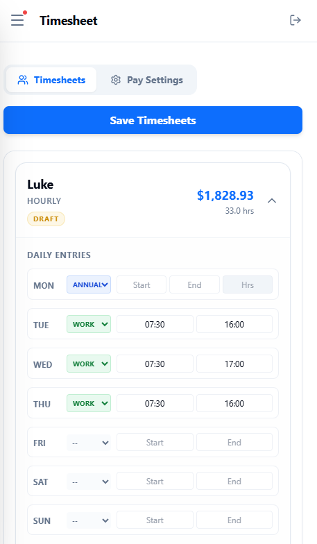 Mobile Timesheet
